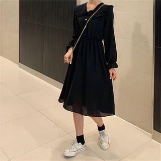 Collared Bell-sleeve A-line Dress
