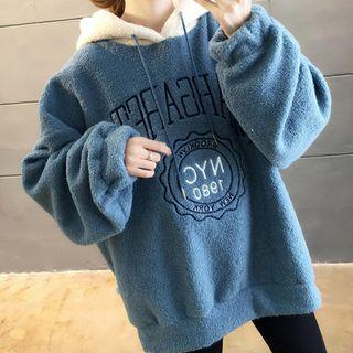 Hooded Oversize Printed Lambswool Sweatshirt