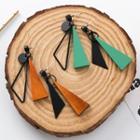 Wooden Triangle Fringed Earring