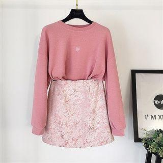 Set: Heart Pullover + A-line Skirt