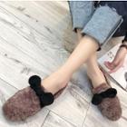 Bow Accent Furry Moccasins