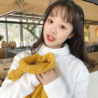 Embroidery Long-sleeve Turtleneck Top