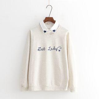 Letter Mock Two-piece Long-sleeve Blouse