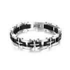 Simple Personality Cross Silicone 316l Stainless Steel Bracelet Silver - One Size