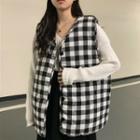Reversible Quilted Vest Black & White - One Size