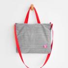 Striped Canvas Shopper Bag With Shoulder Strap