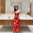 Flower Print Midi A-line Dress