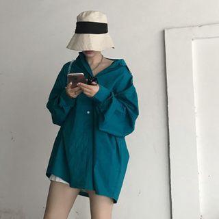 Long-sleeve Long Sheer Oversize Shirt