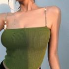 Rhinestone Strap Slim-fit Camisole Top