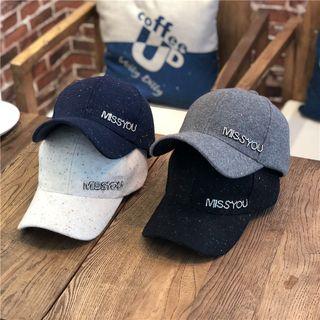 Rhinestone Lettering Melange Baseball Cap