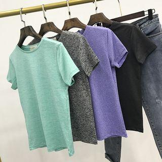 Crew-neck Short-sleeve T-shirt Gray - One Size