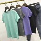 Crew-neck Short-sleeve T-shirt Gray - One Size