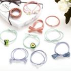 Hair Tie Set A04-07-21 - Pink & Blue & Green - One Size