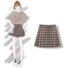 A-line Mini Plaid Pleated Skirt