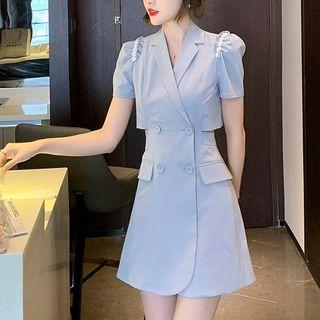 Short-sleeve Double-breasted Cutout Mini Blazer Dress