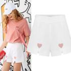 Embroidery Heart High-waist Shorts