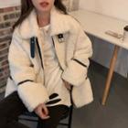 Buckled Fleece Zip Jacket White - One Size