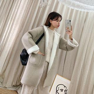 Hooded Zipped Neoprene Coat