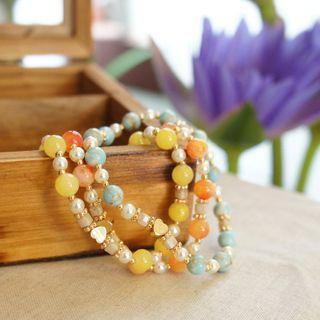 Gemstone Faux Pearl Bracelet