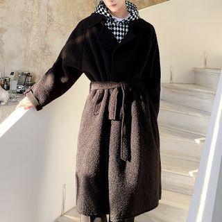 Tie-waist Long Fleece Coat