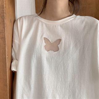 Perforated Butterfly Short-sleeve Crewneck T-shirt