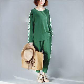 Set: Long-sleeve Lettering T-shirt + Sweatpants