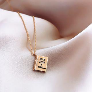 Alloy Book Pendant Necklace Gold - One Size