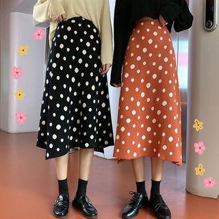 High-waist Polka Dot Knit Skirt