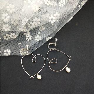 Pearl Wirework Heart Dangle Earring