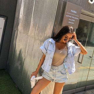 Pocket-detail Tie-waist Denim Jacket