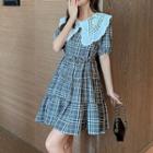 Contrast Collar Plaid Mini A-line Dress