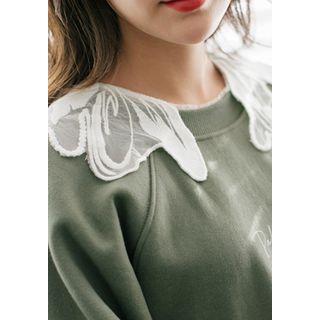 Petal-collar Mesh Lace Top