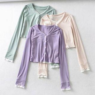 Mock-two Piece Cropped Cardigan