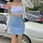 Tube Top / Denim Mini Pencil Skirt