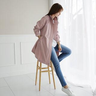 Stand-collar Lace-trim Parka