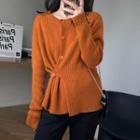 Cinch-waist Button-up Sweater