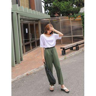 Ribbed Silky Wide-leg Pants