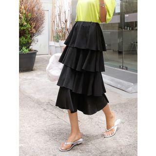 Plus Size Long Layered Skirt