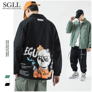 Cartoon Print Lettering Shirt Jacket