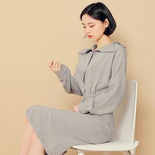 Collar-detail Pattern Midi Dress