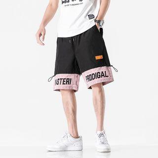 Lettering Panel Straight-cut Shorts