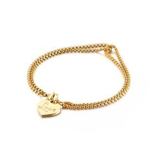 Simple And Romantic Plated Gold Heart-shaped 316l Stainless Steel Double-layer Bracelet Golden - One Size