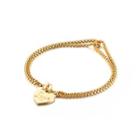 Simple And Romantic Plated Gold Heart-shaped 316l Stainless Steel Double-layer Bracelet Golden - One Size