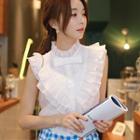 Sleeveless Bowed Frilled Top