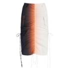 Ombre Drawstring Midi Skirt