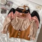 Mock Two-piece Cold-shoulder Paneled Blouse