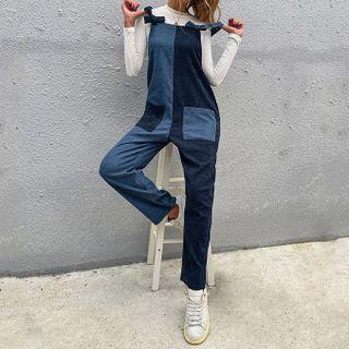 Two-tone Straight-leg Jumper Pants