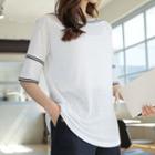 Contrast-trim Linen Blend T-shirt
