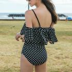 Dotted Short Sleeve Swimsuit