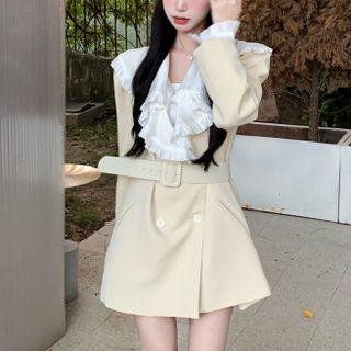 Mock Two-piece Belted Coat
